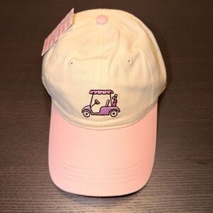 Pink & Cream Golf Cart Embroidered Baseball Cap